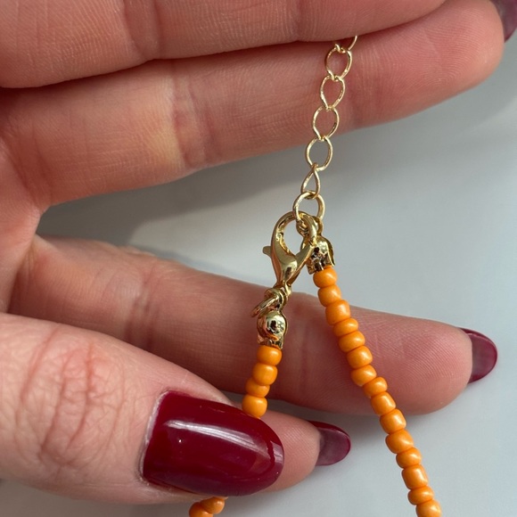 Orange Beaded Necklace with Gold Accents - Picture 2 of 5